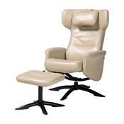 Baxton Studio Elwood Modern Beige Faux Leather 2-Piece Lounge Chair and Footrest Set